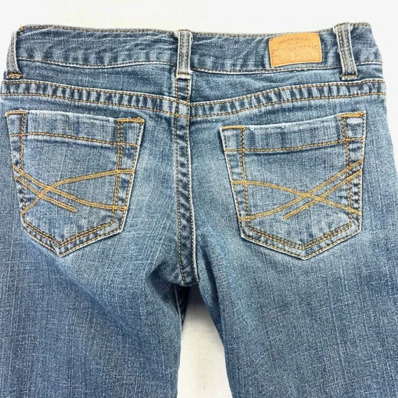Vintage Y2K Aeropostale Skinny Flare Jeans Womens 3/4 Low Rise Distressed - Picture 5 of 11